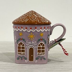 Anthropologie Ginger Stoneware Mug with Lid